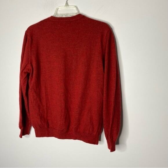 Sette Ponti Red Orange 100% Merino Wool V-Neck Sweater Size Medium - Picture 5 of 5